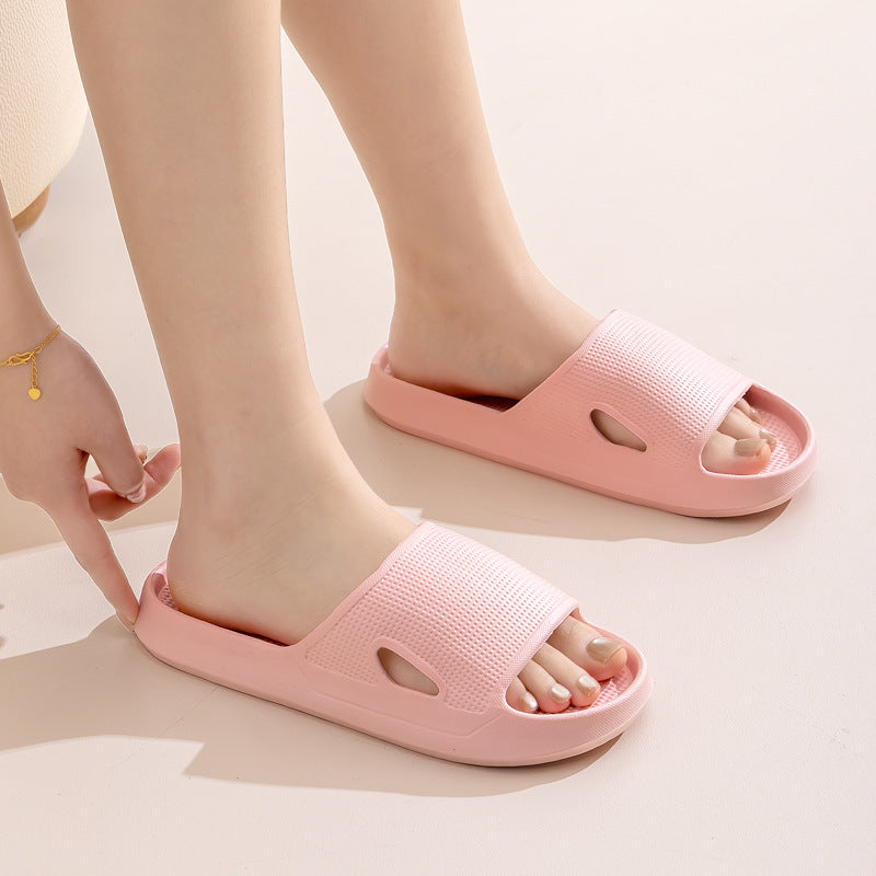 Solid Color Thick Bottom Home Slippers Summer Non-slip Floor Bathroom Slipper Women Men Couples Shoes