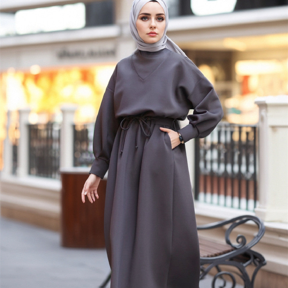 Women's Fashion Solid Color Long Sleeve Dress