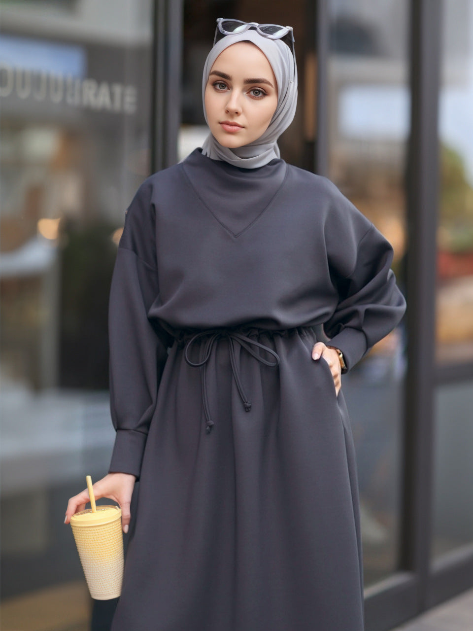 Women's Fashion Solid Color Long Sleeve Dress