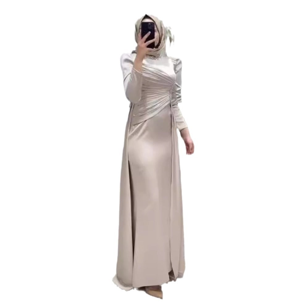 Women's Middle East Dubai High-end Diamond Long Sleeve Irregular Elegant Dress